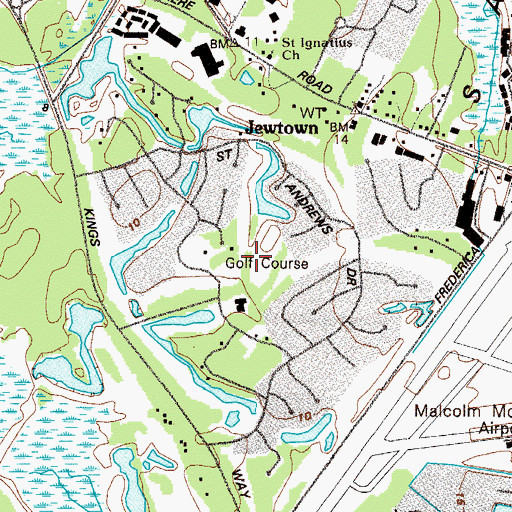 Topographic Map of Island Golf Club, GA