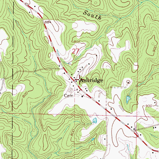 Topographic Map of Ashridge Post Office (historical), AL