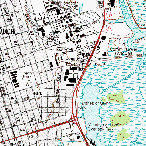 Topographic Map of Lanier Plaza Shopping Center, GA