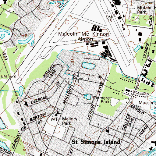 Topographic Map of Mallory Park, GA