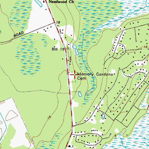 Topographic Map of Memory Gardens, GA
