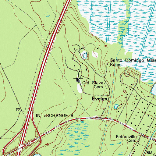 Topographic Map of Old Slave Cemetery, GA