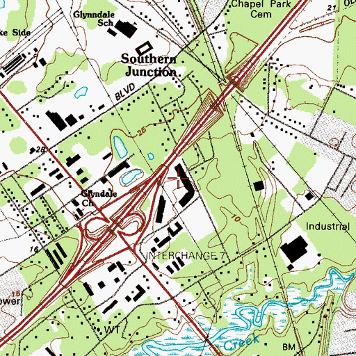 Topographic Map of Outlets Limited Mall Shopping Center, GA