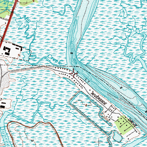 Topographic Map of Riverside, GA