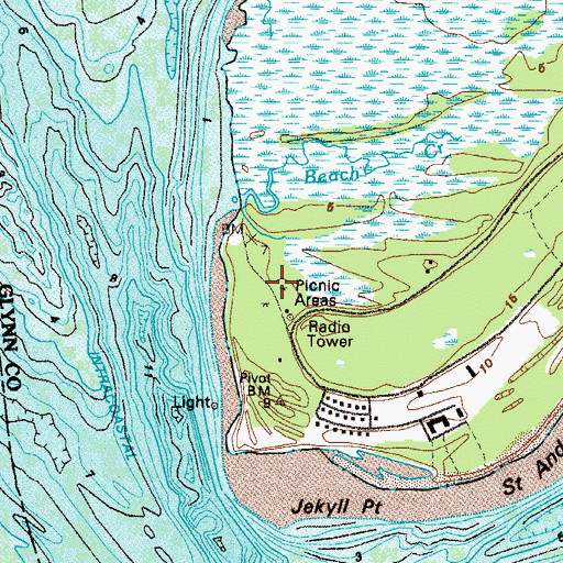Topographic Map of Saint Andrews Picnic Area, GA