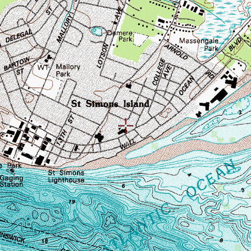 Topographic Map of Saint Simons Elementary School, GA