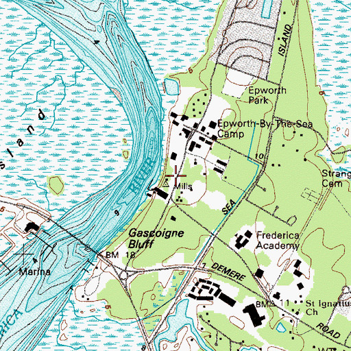 Topographic Map of Saint Simon Mills, GA
