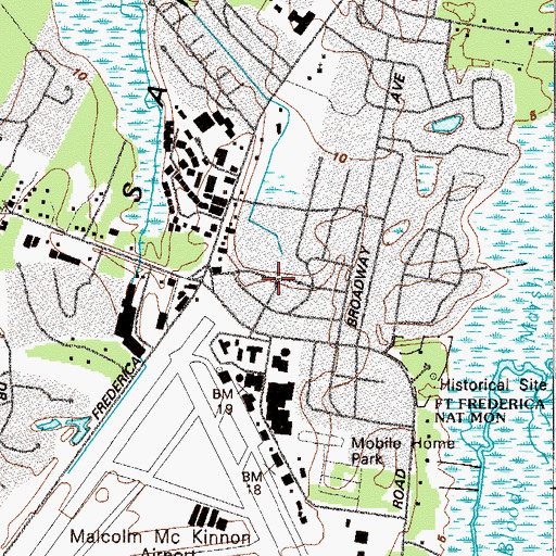 Topographic Map of Saint Simons Heights, GA