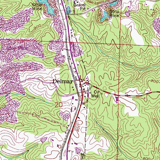 Topographic Map of Delmar Post Office, AL