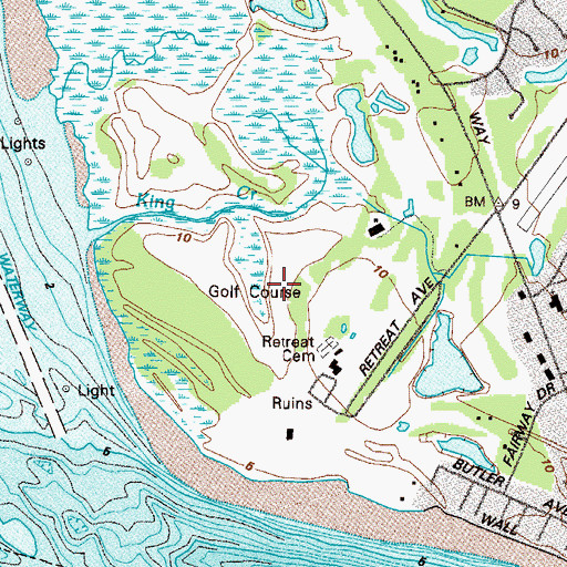 Topographic Map of Sea Island Golf Course, GA