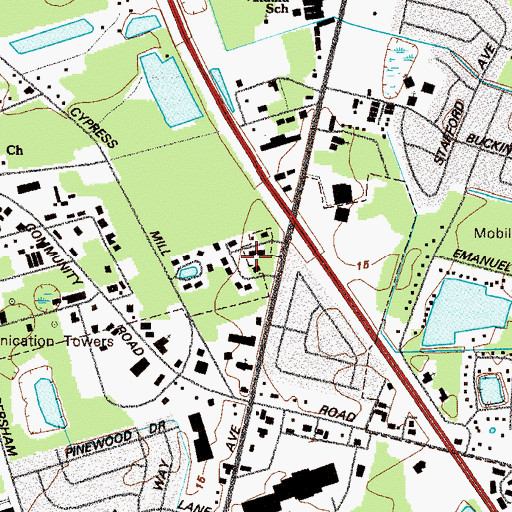 Topographic Map of Suburban Estates, GA