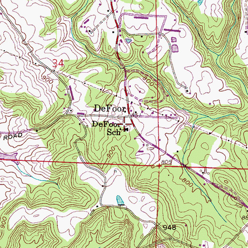 Topographic Map of Defoor Post Office (historical), AL