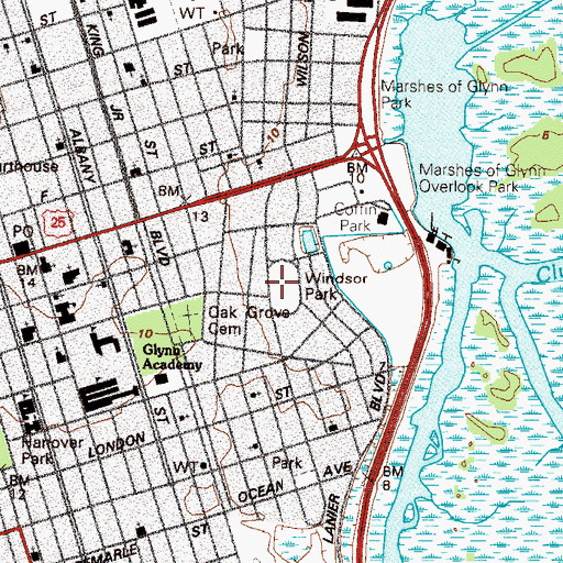 Topographic Map of Windsor Park, GA