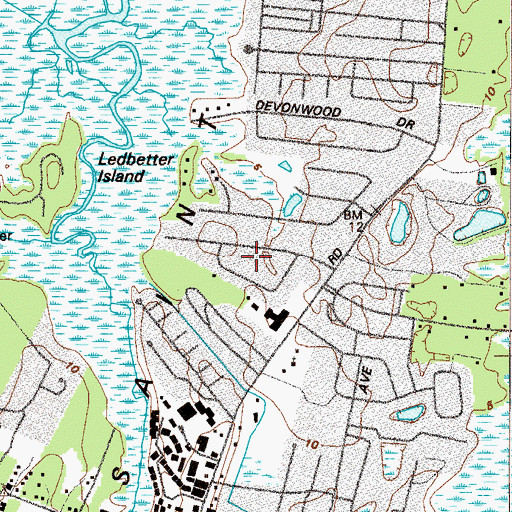 Topographic Map of Youngwood, GA