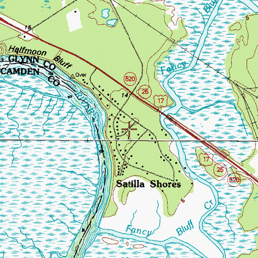 Topographic Map of Satilla Shores, GA