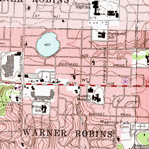 Topographic Map of All Saints Church, GA