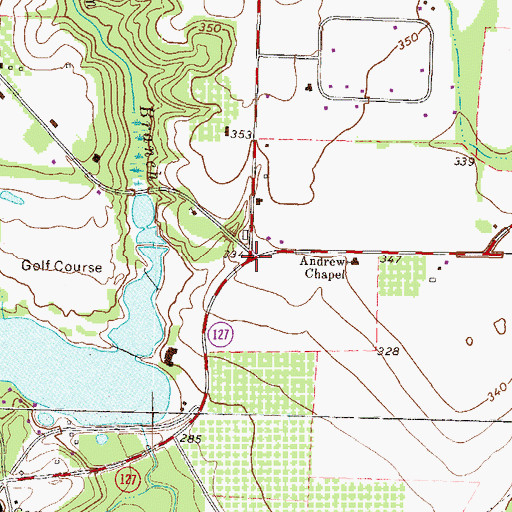 Topographic Map of Beaver Creek, GA