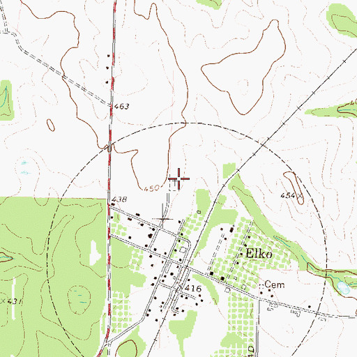 Topographic Map of Elko Cemetery, GA