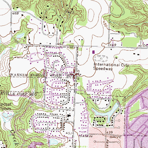 Topographic Map of Houston County Fire Department Station 1, GA