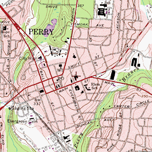 Topographic Map of First Baptist Church, GA