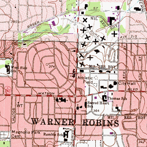 Topographic Map of First United Methodist Church, GA