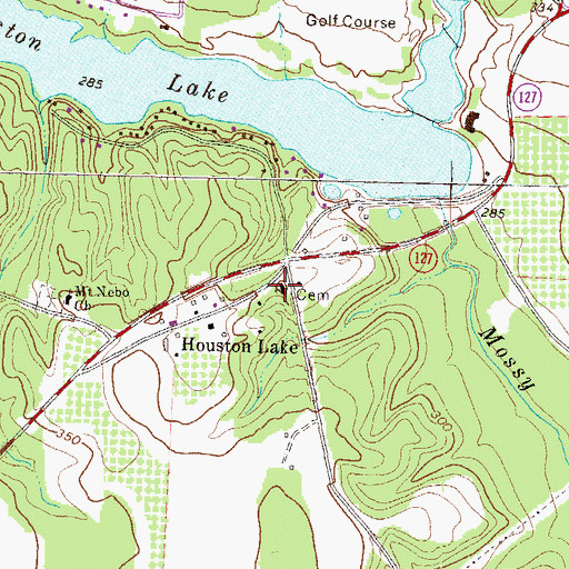 Topographic Map of Houston Lake Baptist Church, GA