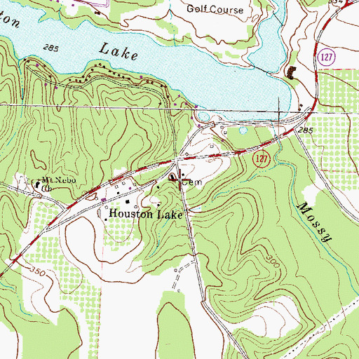 Topographic Map of Houston Lake Baptist Church Cemetery, GA