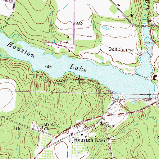 Topographic Map of Houston Lake Woods, GA