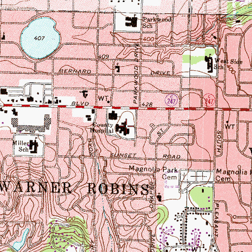 Topographic Map of Houston Medical Center, GA