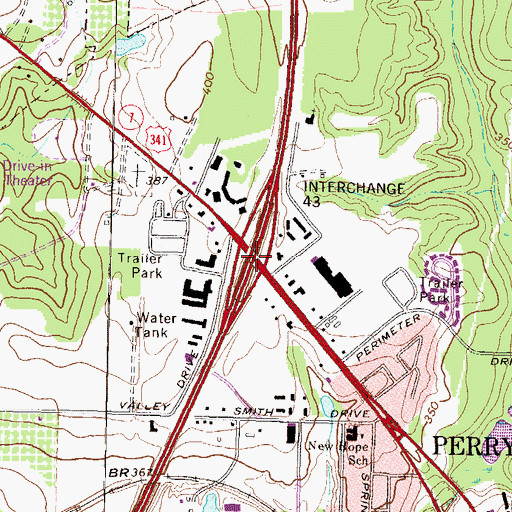 Topographic Map of Interchange 43, GA