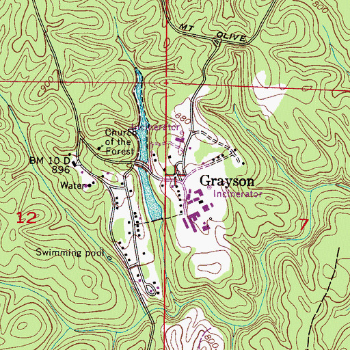 Topographic Map of Grayson Post Office (historical), AL