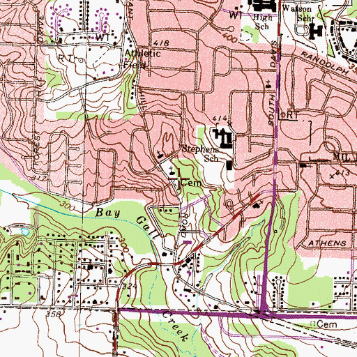 Topographic Map of Mount Pleasant Cemetery, GA