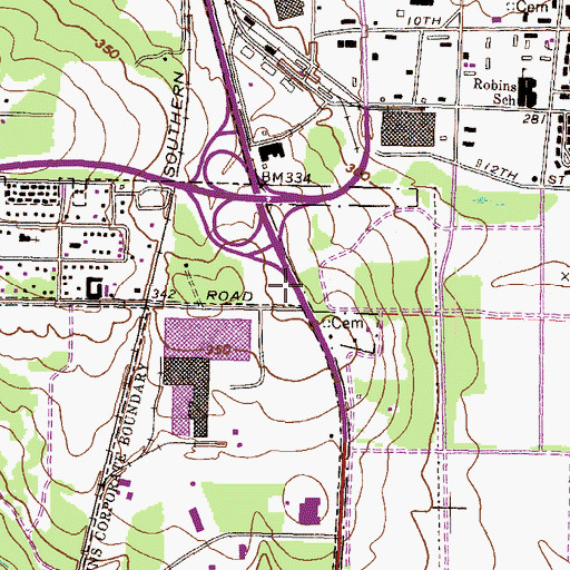 Topographic Map of Museum of Aviation, GA