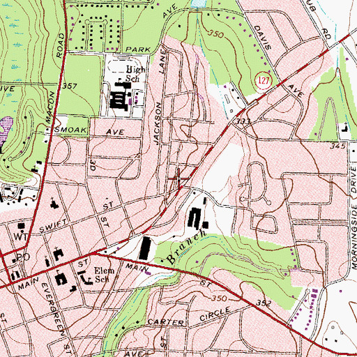 Topographic Map of Old Field Baptist Church, GA