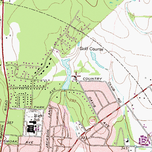 Topographic Map of Perry Country Club, GA