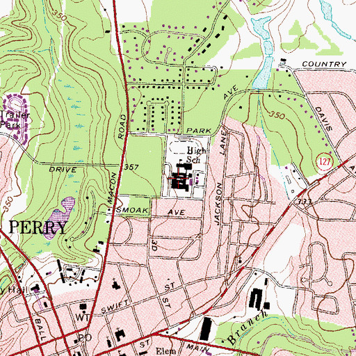 Topographic Map of Perry High School, GA