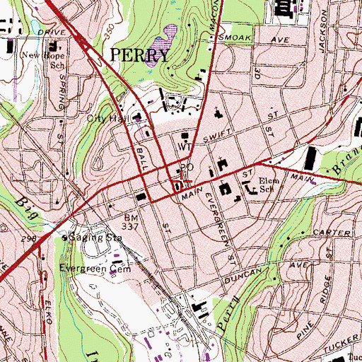 Topographic Map of Perry United Methodist Church, GA
