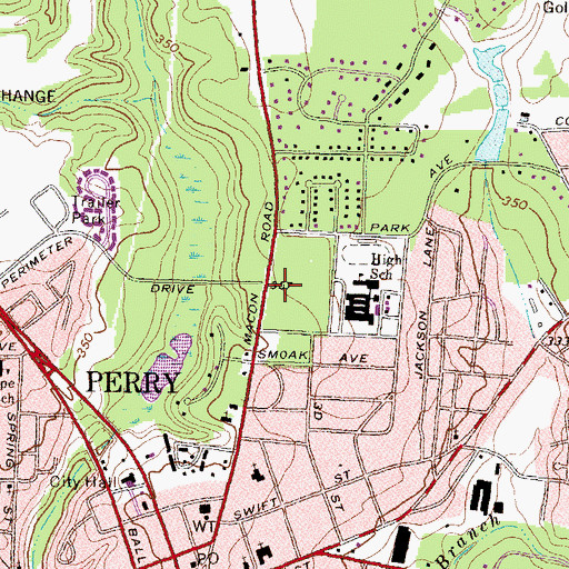 Topographic Map of Perry Village Shopping Center, GA
