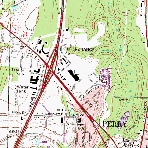 Topographic Map of Plaza Shopping Center, GA