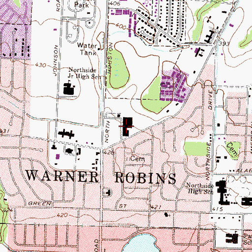 Topographic Map of Robins Plaza Shopping Center, GA