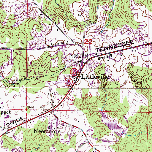 Topographic Map of Littlesville Post Office (historical), AL