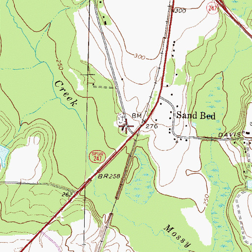 Topographic Map of Sand Bed Baptist Church, GA