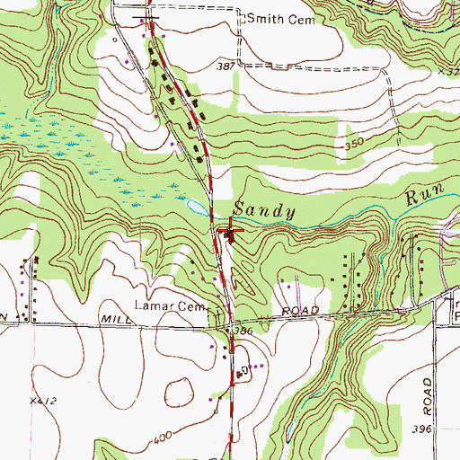 Topographic Map of Sandy Valley Baptist Church, GA