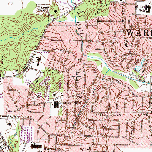 Topographic Map of Shirley Hills Estates, GA