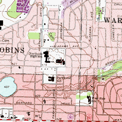 Topographic Map of Tabor Junior High School, GA