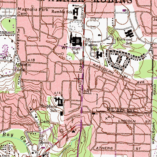 Topographic Map of Union Grove Baptist Church, GA