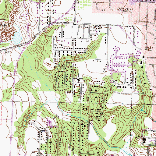Topographic Map of Warner Robins Alliance Church, GA