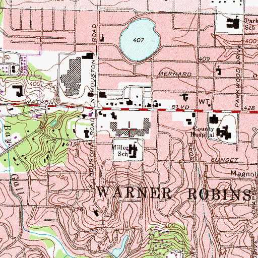 Topographic Map of Williams Plaza Shopping Center, GA