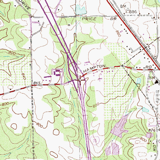 Topographic Map of Exit 68, GA
