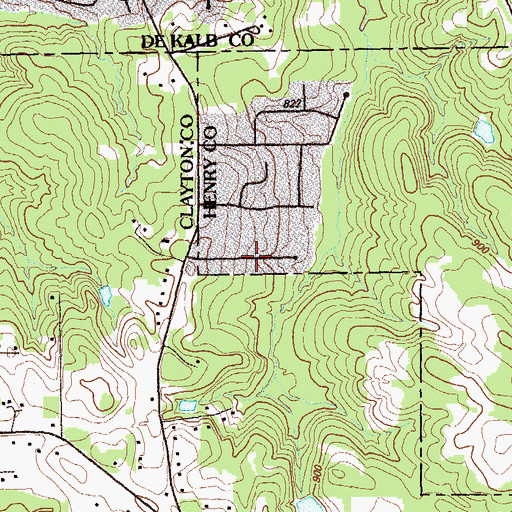 Topographic Map of Ash Manor, GA